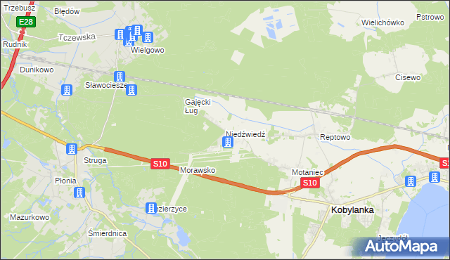 mapa Niedźwiedź gmina Kobylanka, Niedźwiedź gmina Kobylanka na mapie Targeo