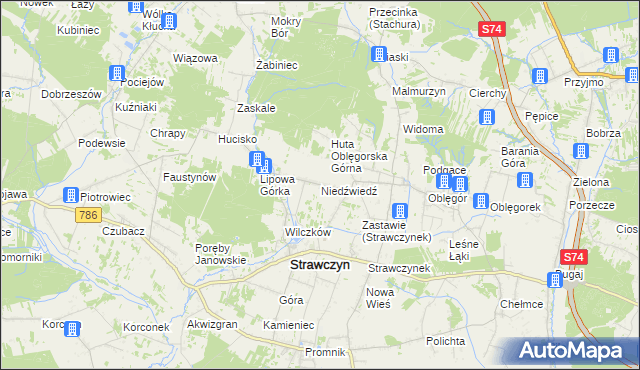 mapa Niedźwiedź gmina Strawczyn, Niedźwiedź gmina Strawczyn na mapie Targeo