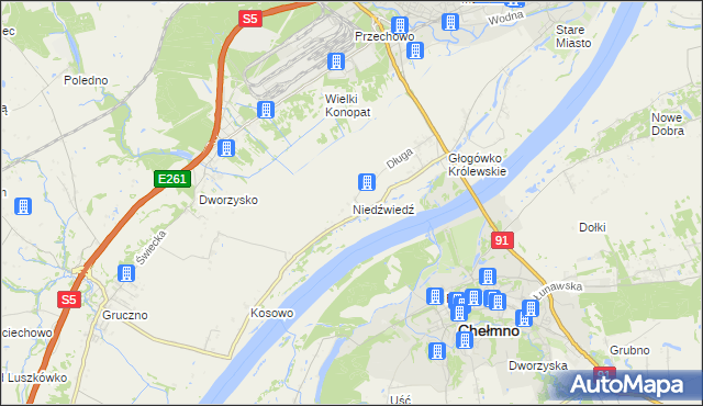 mapa Niedźwiedź gmina Świecie, Niedźwiedź gmina Świecie na mapie Targeo
