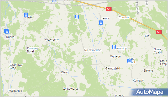 mapa Niedźwiedzie gmina Szczytno, Niedźwiedzie gmina Szczytno na mapie Targeo