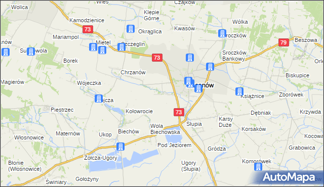 mapa Niegosławice gmina Pacanów, Niegosławice gmina Pacanów na mapie Targeo