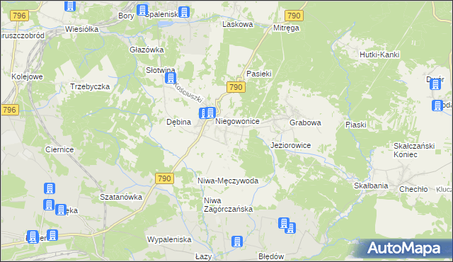 mapa Niegowoniczki, Niegowoniczki na mapie Targeo