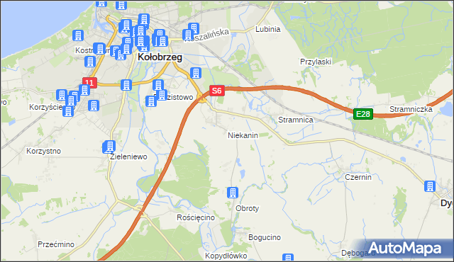 mapa Niekanin, Niekanin na mapie Targeo