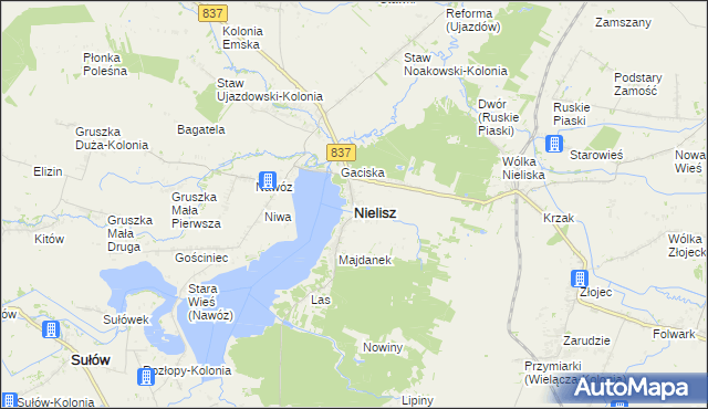 mapa Nielisz, Nielisz na mapie Targeo