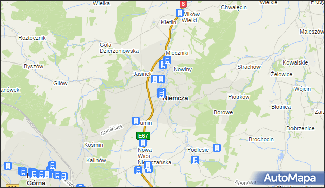 mapa Niemcza, Niemcza na mapie Targeo