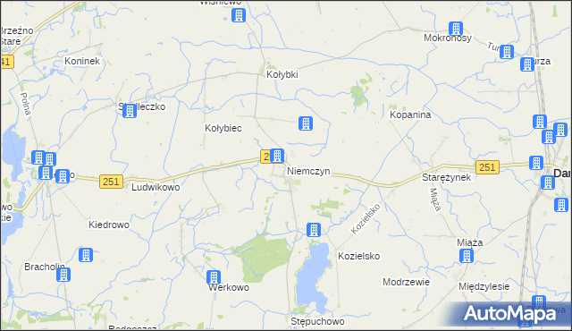 mapa Niemczyn gmina Damasławek, Niemczyn gmina Damasławek na mapie Targeo