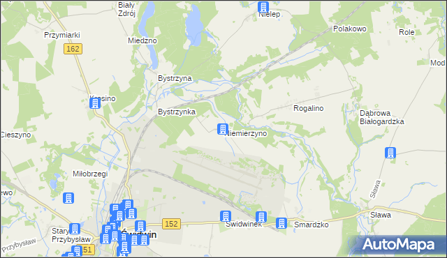 mapa Niemierzyno gmina Świdwin, Niemierzyno gmina Świdwin na mapie Targeo