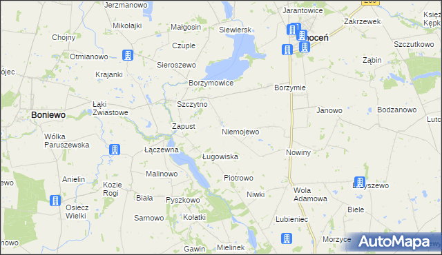 mapa Niemojewo gmina Choceń, Niemojewo gmina Choceń na mapie Targeo