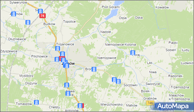 mapa Niemojowice, Niemojowice na mapie Targeo