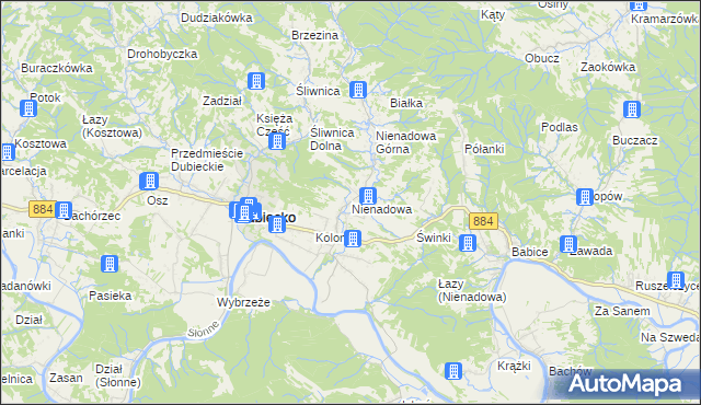 mapa Nienadowa, Nienadowa na mapie Targeo