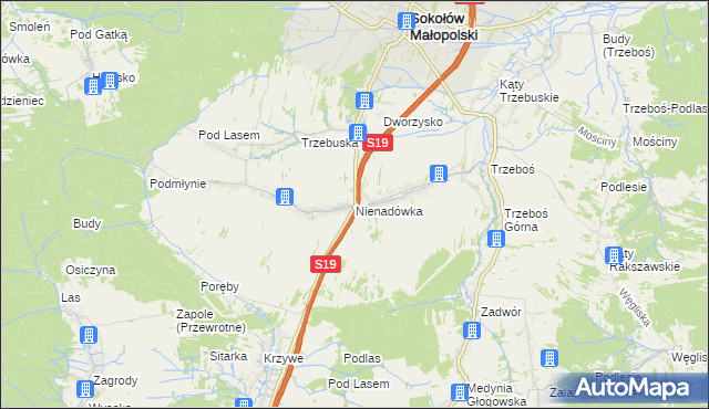 mapa Nienadówka, Nienadówka na mapie Targeo