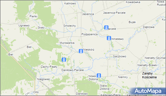 mapa Nieskórz, Nieskórz na mapie Targeo