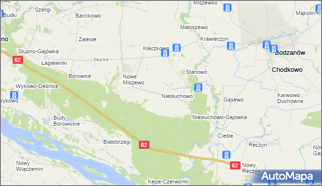 mapa Niesłuchowo, Niesłuchowo na mapie Targeo