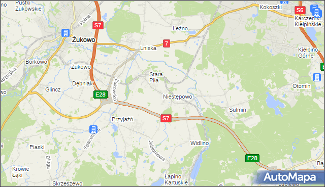 mapa Niestępowo, Niestępowo na mapie Targeo