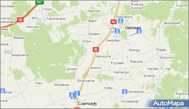 mapa Nietuszyna, Nietuszyna na mapie Targeo