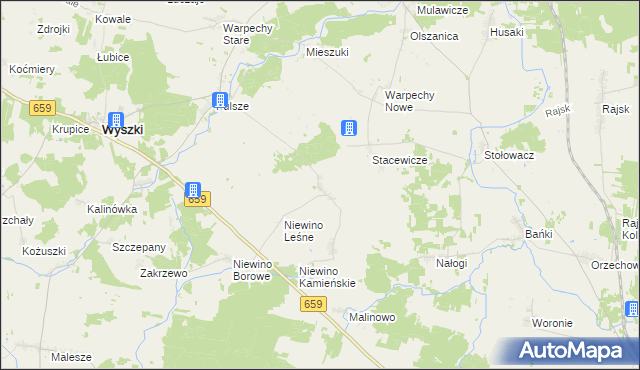 mapa Niewino Popławskie, Niewino Popławskie na mapie Targeo