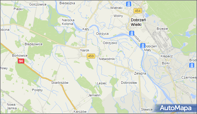 mapa Niewodniki, Niewodniki na mapie Targeo