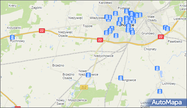 mapa Nieżychowice, Nieżychowice na mapie Targeo