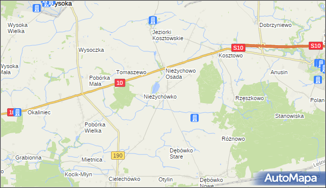 mapa Nieżychowo, Nieżychowo na mapie Targeo