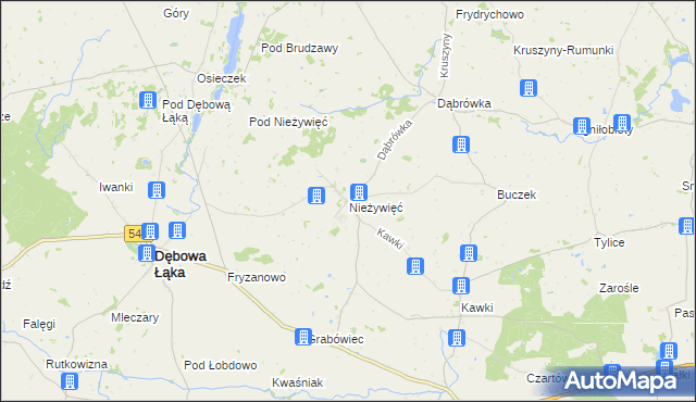 mapa Nieżywięć gmina Bobrowo, Nieżywięć gmina Bobrowo na mapie Targeo