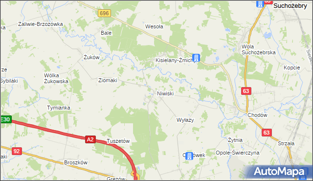 mapa Niwiski, Niwiski na mapie Targeo