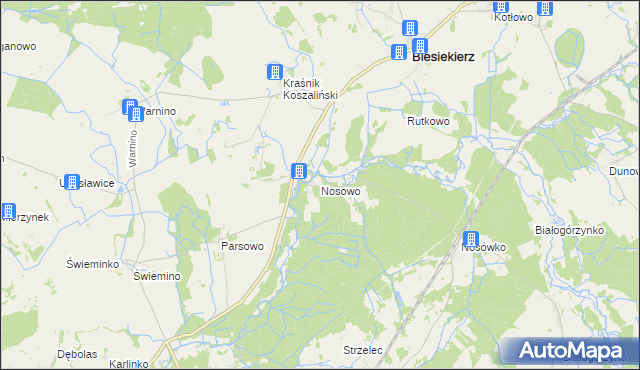 mapa Nosowo gmina Biesiekierz, Nosowo gmina Biesiekierz na mapie Targeo