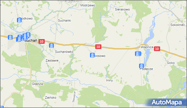 mapa Nosowo gmina Suchań, Nosowo gmina Suchań na mapie Targeo