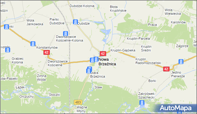 mapa Nowa Brzeźnica, Nowa Brzeźnica na mapie Targeo