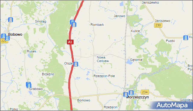 mapa Nowa Cerkiew gmina Morzeszczyn, Nowa Cerkiew gmina Morzeszczyn na mapie Targeo