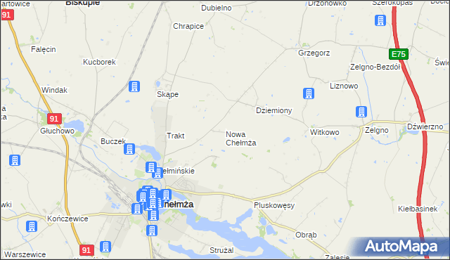 mapa Nowa Chełmża, Nowa Chełmża na mapie Targeo