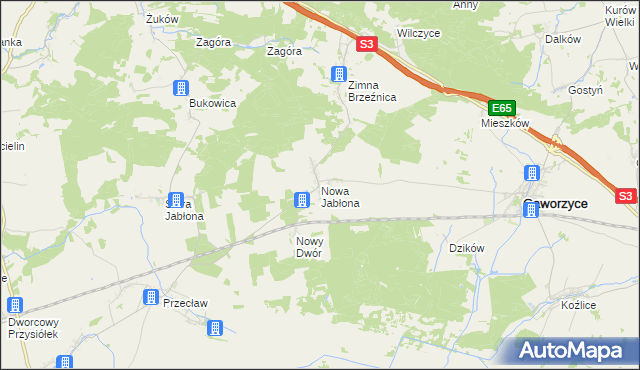 mapa Nowa Jabłona, Nowa Jabłona na mapie Targeo