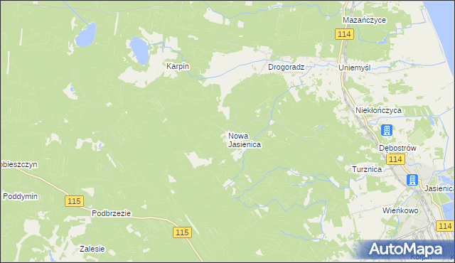 mapa Nowa Jasienica, Nowa Jasienica na mapie Targeo