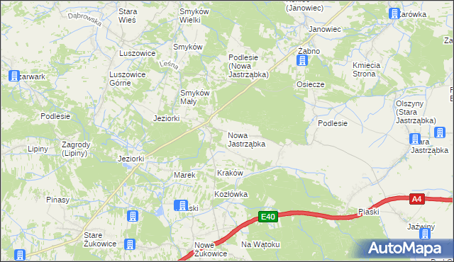 mapa Nowa Jastrząbka, Nowa Jastrząbka na mapie Targeo