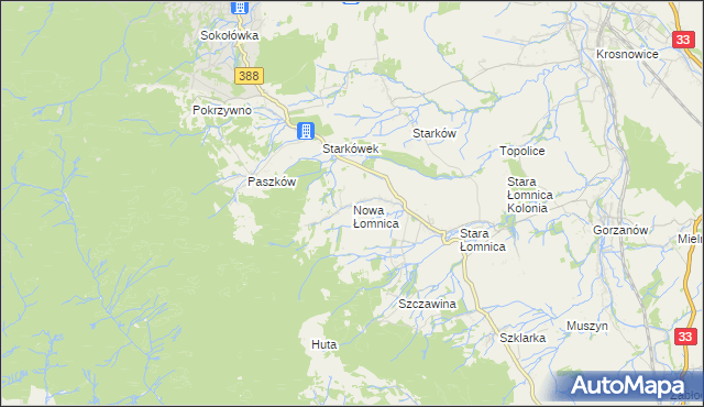 mapa Nowa Łomnica, Nowa Łomnica na mapie Targeo