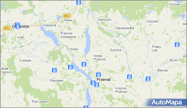 mapa Nowa Przerośl, Nowa Przerośl na mapie Targeo