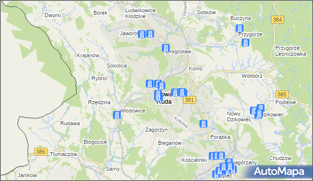 mapa Nowa Ruda powiat kłodzki, Nowa Ruda powiat kłodzki na mapie Targeo