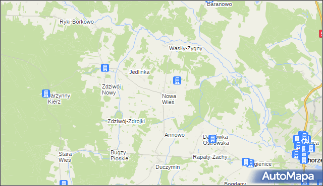 mapa Nowa Wieś gmina Chorzele, Nowa Wieś gmina Chorzele na mapie Targeo