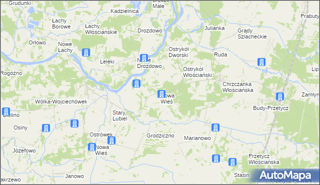 mapa Nowa Wieś gmina Długosiodło, Nowa Wieś gmina Długosiodło na mapie Targeo