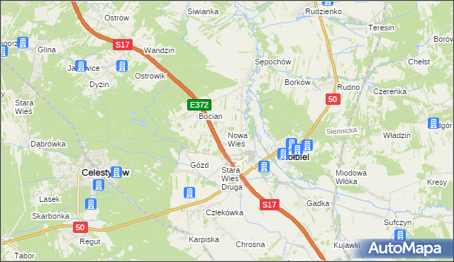 mapa Nowa Wieś gmina Kołbiel, Nowa Wieś gmina Kołbiel na mapie Targeo