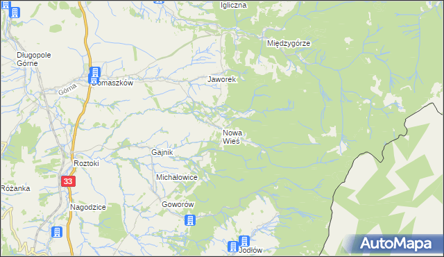 mapa Nowa Wieś gmina Międzylesie, Nowa Wieś gmina Międzylesie na mapie Targeo