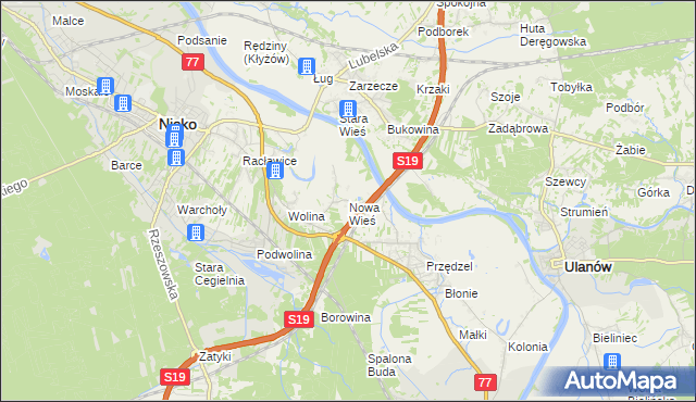 mapa Nowa Wieś gmina Nisko, Nowa Wieś gmina Nisko na mapie Targeo