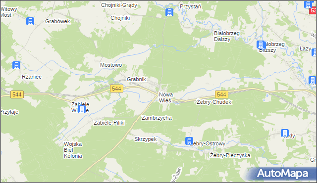 mapa Nowa Wieś gmina Olszewo-Borki, Nowa Wieś gmina Olszewo-Borki na mapie Targeo