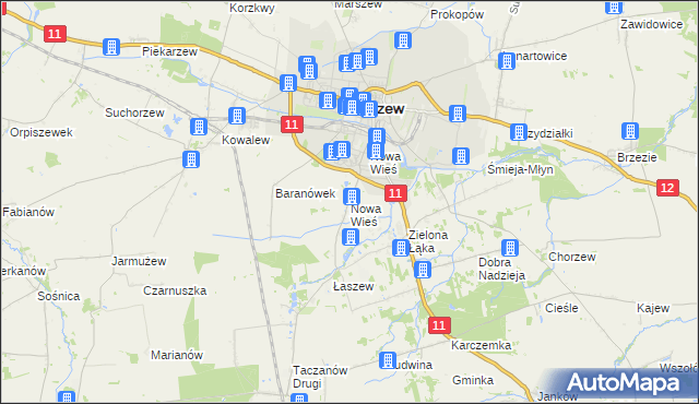 mapa Nowa Wieś gmina Pleszew, Nowa Wieś gmina Pleszew na mapie Targeo