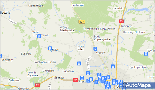 mapa Nowa Wieś gmina Sokołów Podlaski, Nowa Wieś gmina Sokołów Podlaski na mapie Targeo