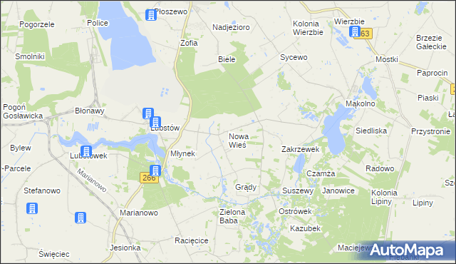 mapa Nowa Wieś gmina Sompolno, Nowa Wieś gmina Sompolno na mapie Targeo