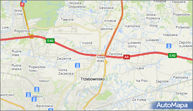 mapa Nowa Wieś gmina Trzebownisko, Nowa Wieś gmina Trzebownisko na mapie Targeo