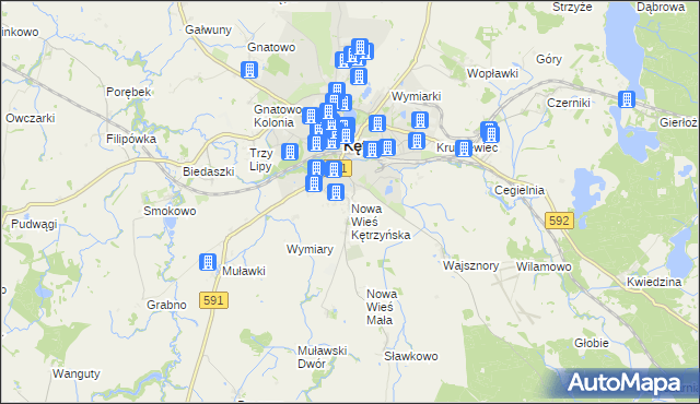 mapa Nowa Wieś Kętrzyńska, Nowa Wieś Kętrzyńska na mapie Targeo