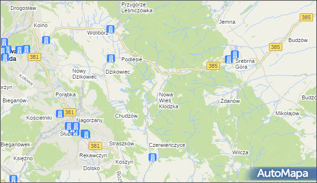 mapa Nowa Wieś Kłodzka, Nowa Wieś Kłodzka na mapie Targeo