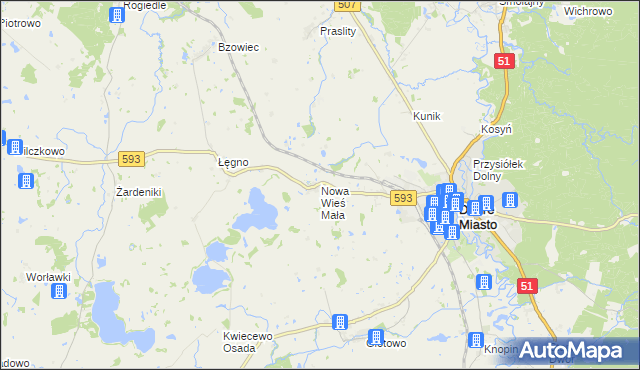 mapa Nowa Wieś Mała gmina Dobre Miasto, Nowa Wieś Mała gmina Dobre Miasto na mapie Targeo