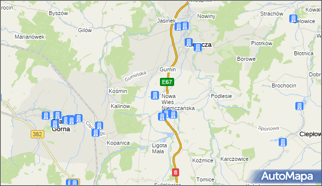 mapa Nowa Wieś Niemczańska, Nowa Wieś Niemczańska na mapie Targeo